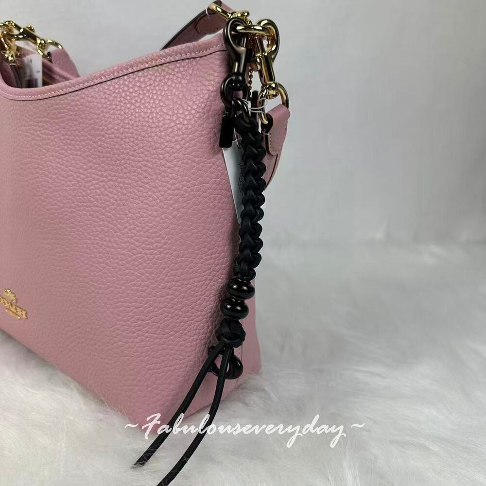 COACH Braided Bag Charm In Glovetanned Leather/Black CCY36 NWT